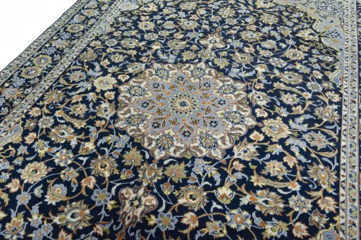 Backside of handmade 2000s Najafabad rug showing knot structure and weave density