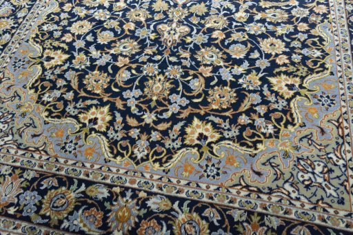Close-up detail of 2000s Najafabad rug from Iran / Persia showing Wool weave
