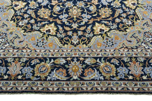 Full view of 2000s Najafabad rug from Iran / Persia, 344 × 237 cm in Blue tones