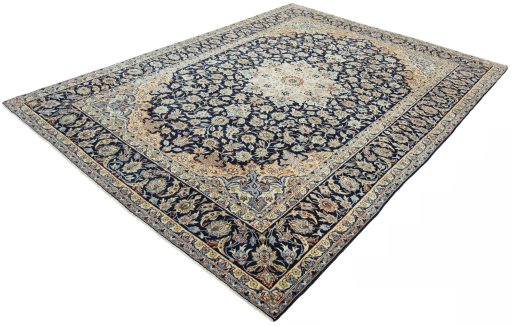 Corner detail of 2000s Najafabad rug showing border pattern and Wool pile