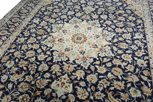 Backside of handmade 2000s Najafabad rug showing knot structure and weave density