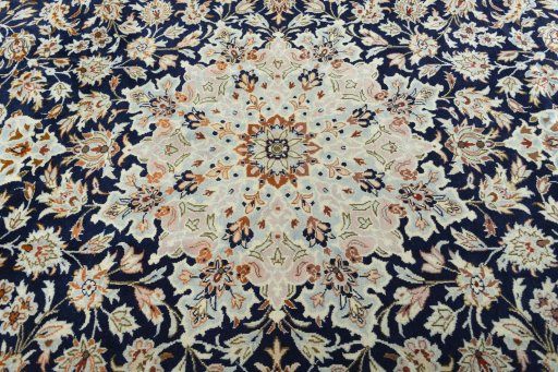 Central medallion detail of 2000s Najafabad rug from Iran / Persia