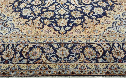Full view of 2000s Najafabad rug from Iran / Persia, 401 × 295 cm in Blue tones