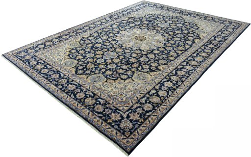 Corner detail of New Najafabad rug showing border pattern and Wool pile
