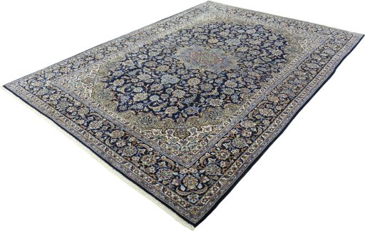 Corner detail of 2000s Najafabad rug showing border pattern and Wool pile
