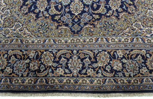 Full view of 2000s Najafabad rug from Iran / Persia, 357 × 255 cm in Blue tones