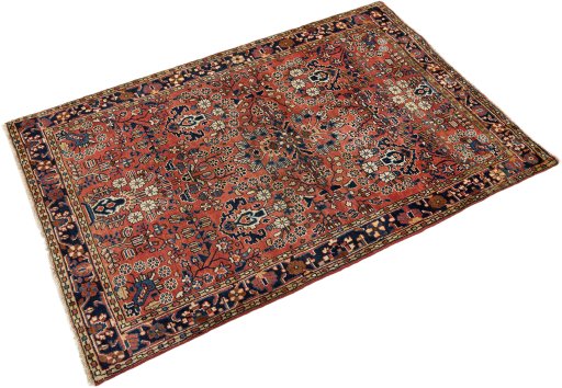 Corner detail of 1920s Sarough rug showing border pattern and Wool pile