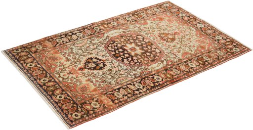 Close-up detail of 1900s Sarough rug from Iran / Persia showing Wool weave