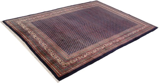 Corner detail of 1960s Sarough rug showing border pattern and Wool pile
