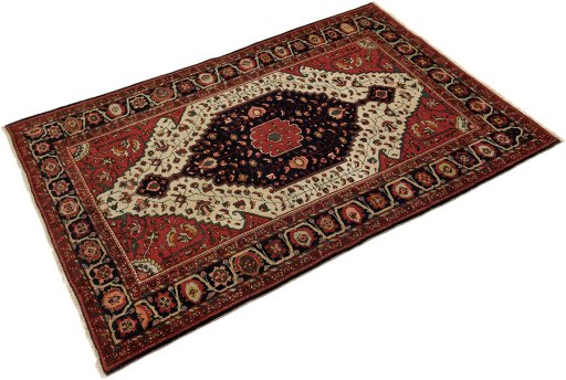 Corner detail of 1900s Sarough rug showing border pattern and Wool pile