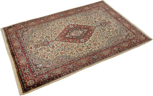 Close-up detail of New Sarough rug from Iran / Persia showing Wool weave
