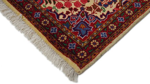 Surface texture of 1950s Sarough rug with natural Wool and intricate pattern