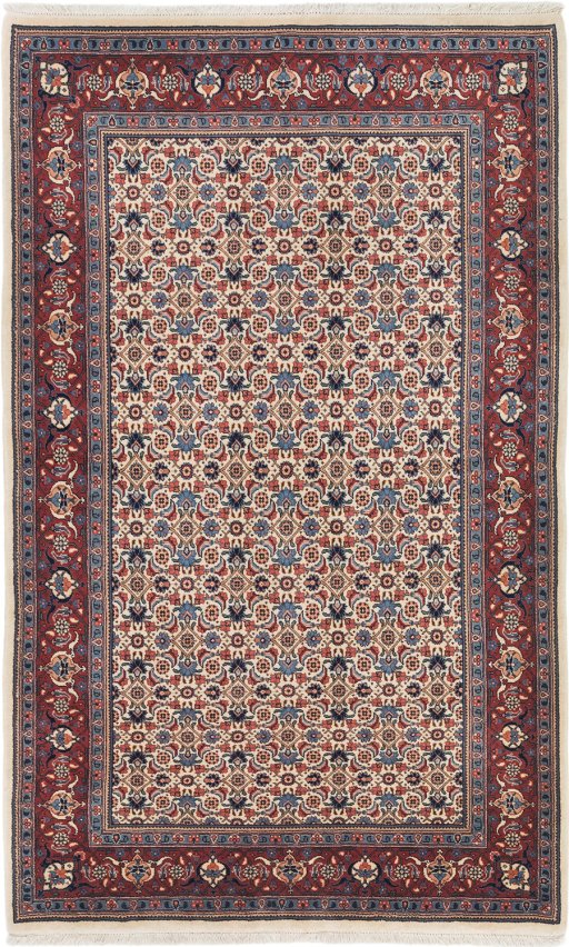 Full view of New Sarough rug from Iran / Persia, 228 × 140 cm in Cream tones