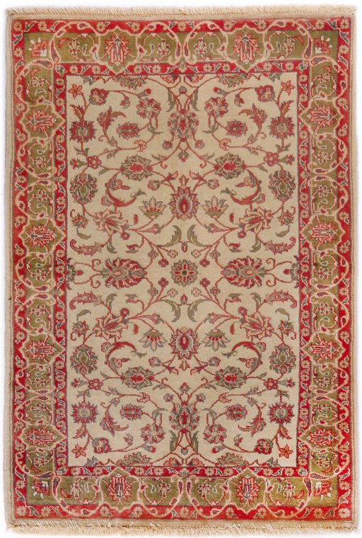 Full view of 1990s Sarough rug from Iran / Persia, 155 × 102 cm in Beige tones