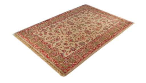 Close-up detail of 1990s Sarough rug from Iran / Persia showing Wool weave