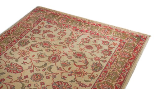 Surface texture of 1990s Sarough rug with natural Wool and intricate pattern