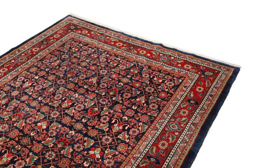 Surface texture of 1950s Sarough rug with natural Wool and intricate pattern