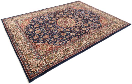 Close-up detail of 1950s Sarough rug from Iran / Persia showing Wool weave
