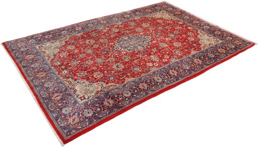 Full view of 1960s Sarough rug from Iran / Persia, 330 × 220 cm in Red tones