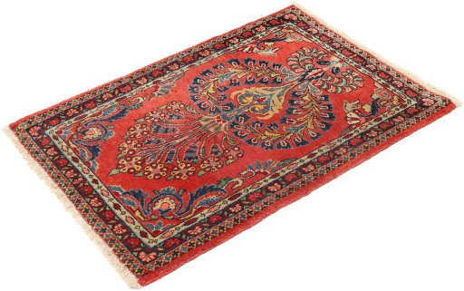 Corner detail of 1920s Sarough rug showing border pattern and Wool pile