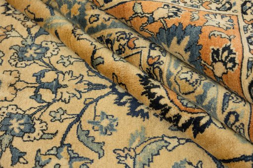 Full view of 1940s Sarough rug from Iran / Persia, 462 × 343 cm in Terracotta tones
