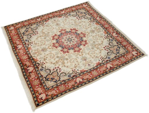 Close-up detail of New Sarough rug from Iran / Persia showing Wool weave