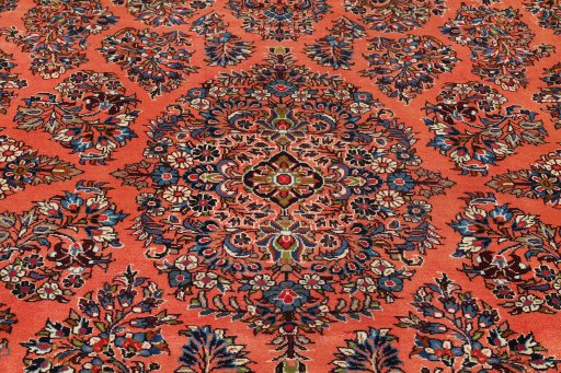 Full view of 1990s Sarough rug from Iran / Persia, 275 × 207 cm in Terracotta tones