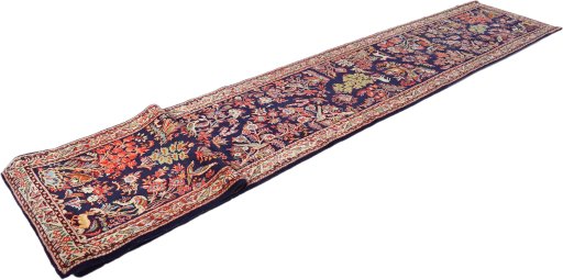 Close-up detail of 1960s Sarough rug from Iran / Persia showing Wool weave