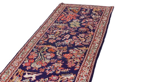 Surface texture of 1960s Sarough rug with natural Wool and intricate pattern