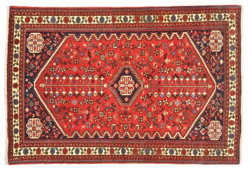 Full view of 2000s Sarough rug from Iran / Persia, 152 × 103 cm in Red tones