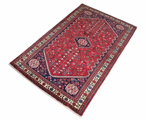 Close-up detail of 2000s Sarough rug from Iran / Persia showing Wool weave