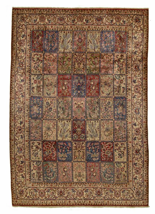 Full view of 2000s Sarough rug from Iran / Persia, 347 × 241 cm in Multi Color tones
