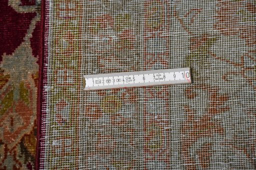 Full view of 1950s Sarough rug from Iran / Persia, 405 × 316 cm in Red tones