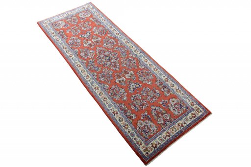 Close-up detail of New Sarough rug from Iran / Persia showing Wool weave