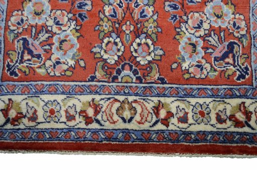Full view of New Sarough rug from Iran / Persia, 220 × 80 cm in Red tones