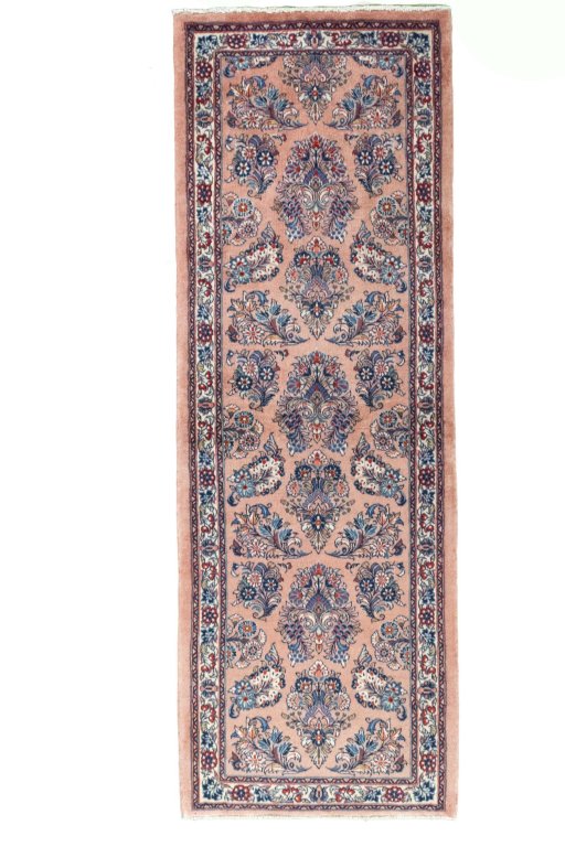 Full view of New Sarough rug from Iran / Persia, 204 × 71 cm in Red tones