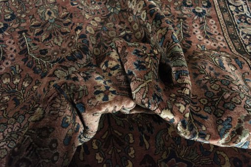 Surface texture of 1930s Sarough rug with natural Wool and intricate pattern