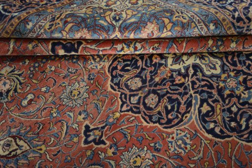Close-up detail of New Sarough rug from Iran / Persia showing Wool weave