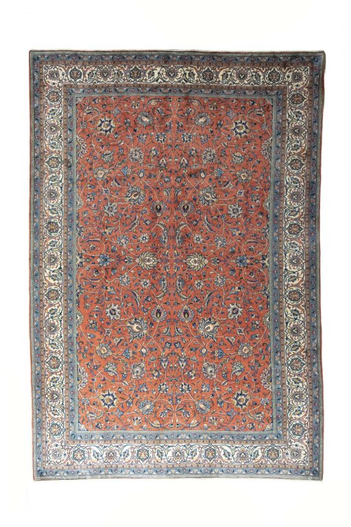 Full view of New Sarough rug from Iran / Persia, 357 × 244 cm in Red tones