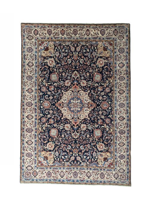 Full view of 2000s Sarough rug from Iran / Persia, 347 × 240 cm in Blue tones