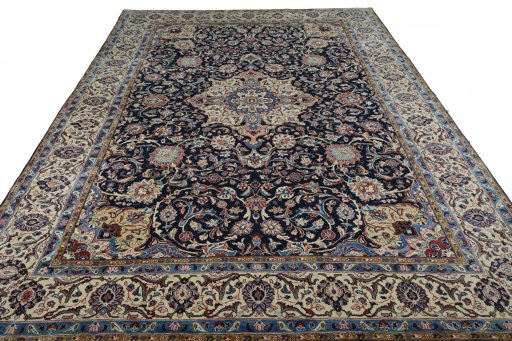 Surface texture of 2000s Sarough rug with natural Wool and intricate pattern