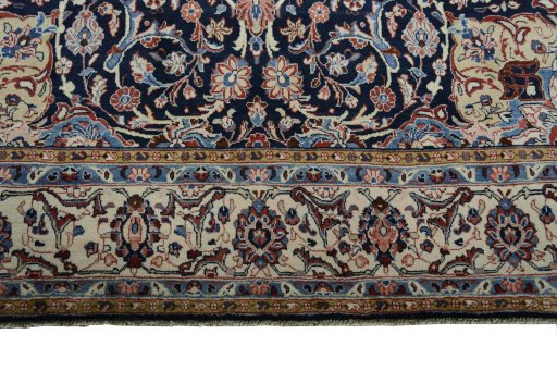 Full view of 2000s Sarough rug from Iran / Persia, 347 × 240 cm in Blue tones