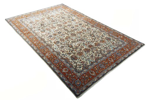 Close-up detail of New Sarough rug from Iran / Persia showing Wool weave