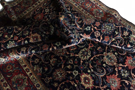 Surface texture of 1970s Sarough rug with natural Wool and intricate pattern