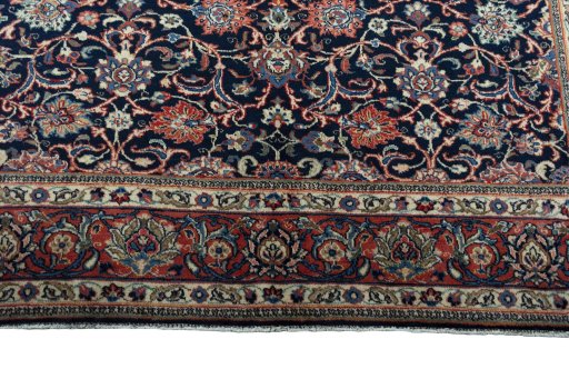 Full view of 1970s Sarough rug from Iran / Persia, 310 × 208 cm in Blue tones