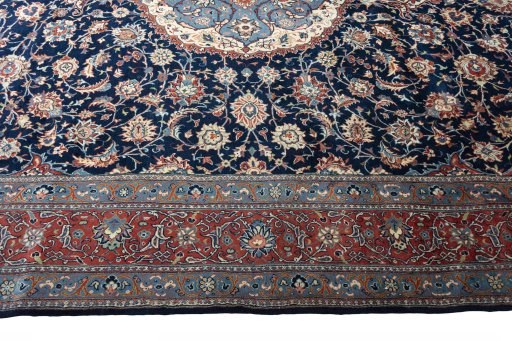 Corner detail of New Sarough rug showing border pattern and Cork pile
