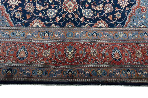 Full view of New Sarough rug from Iran / Persia, 411 × 286 cm in Blue tones