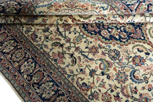 Close-up detail of New Sarough rug from Iran / Persia showing Wool weave