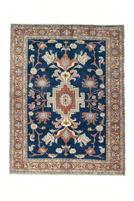 Full view of New Sarough rug from Iran / Persia, 272 × 210 cm in Blue tones