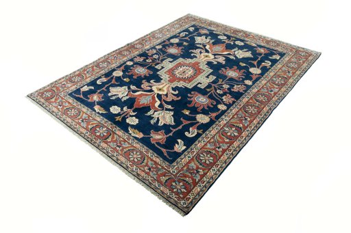 Corner detail of New Sarough rug showing border pattern and Wool pile